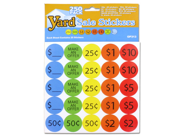 Case of 24 - Yard Sale Pricing Stickers