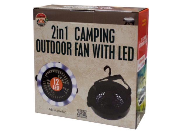Case of 1 - 2 in 1 Camping Outdoor Fan with LED Light
