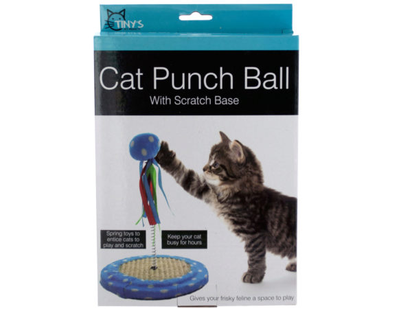 Case of 4 - Cat Punch Ball Toy with Scratch Base