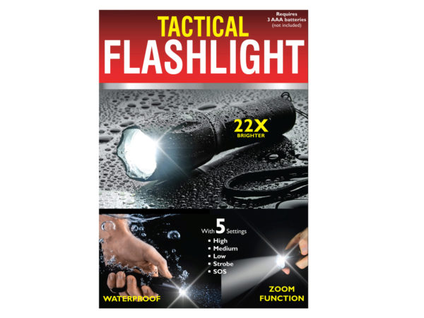 Case of 4 - Waterproof Tactical Zoom Flashlight with 5 Settings