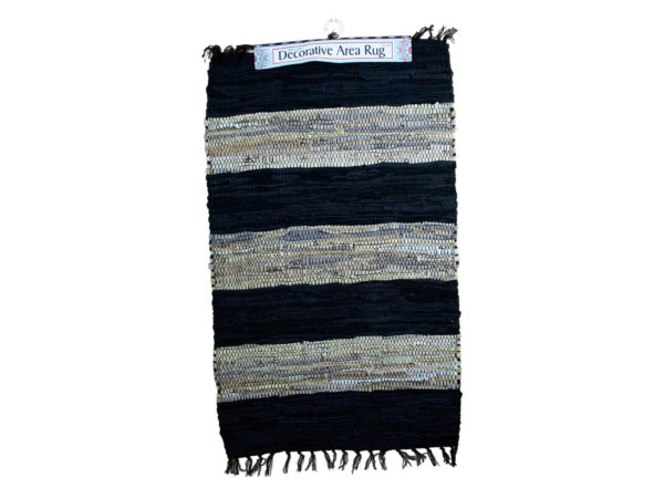 Case of 2 - Wide Stripe Leather Chindi Rug