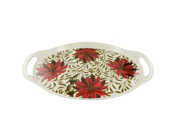 Case of 2 - Poinsettia Serving Tray Set