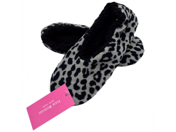 Case of 15 - Isaac Mizrahi Leopard Sherpa Lined Slippers Size Large