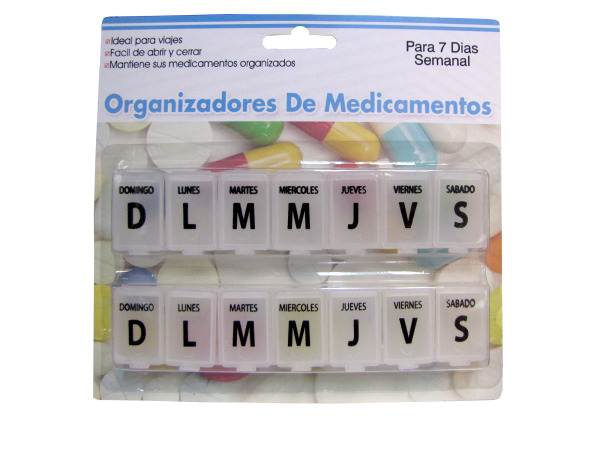 Case of 24 - 7-Day Spanish Language Pill Case