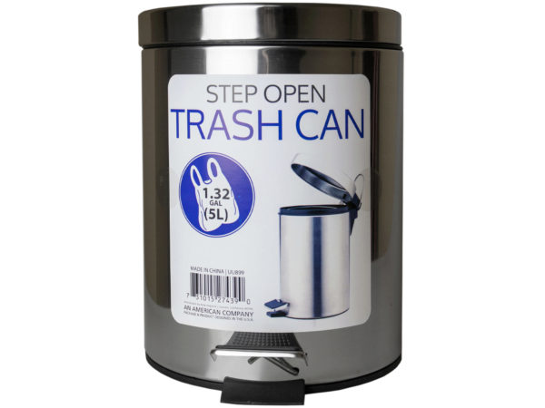 Case of 1 - 5 Liter Step Open Trash Can
