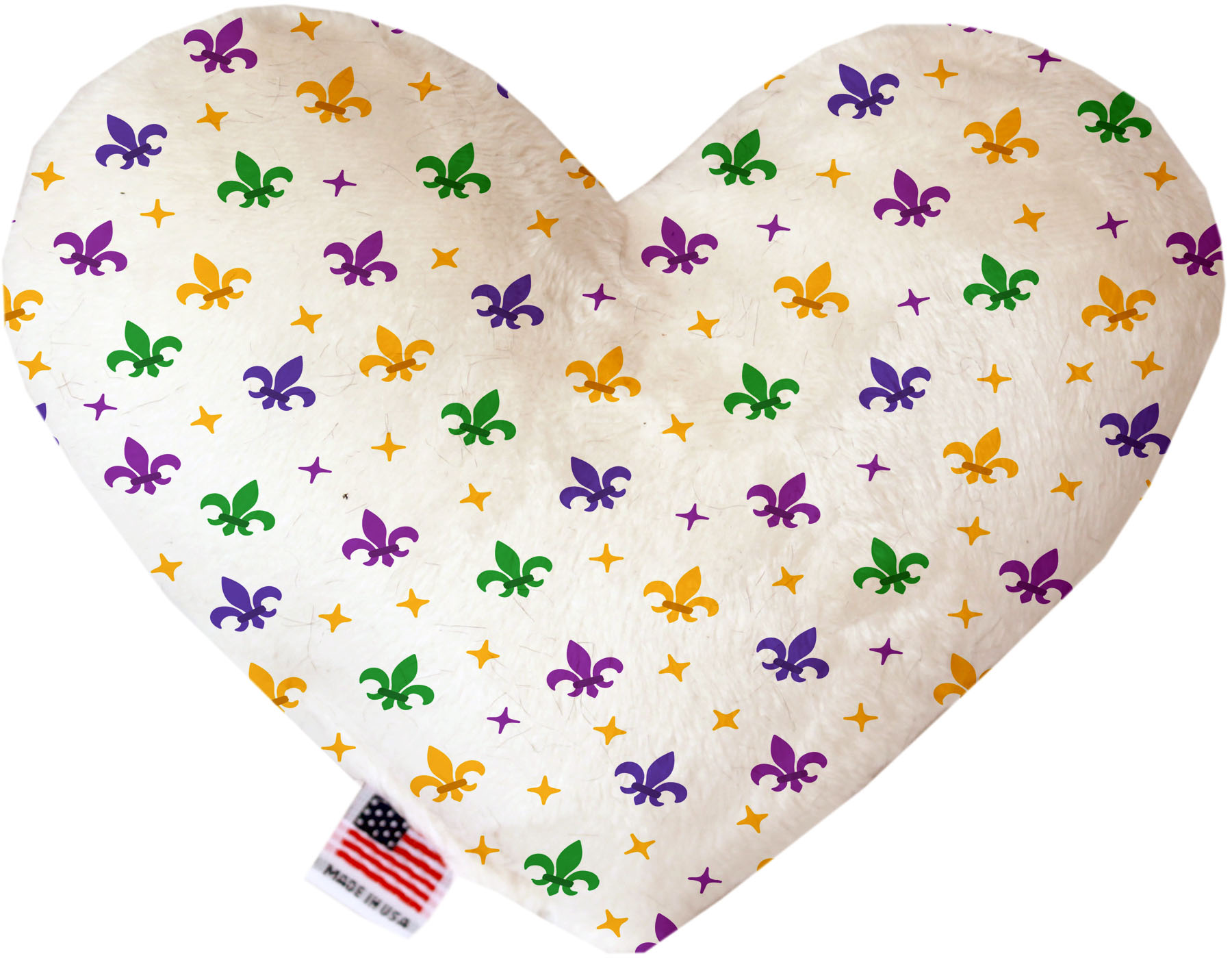 Confetti Fleur de Lis Mardi Gras 8 inch Canvas Heart Dog Toy