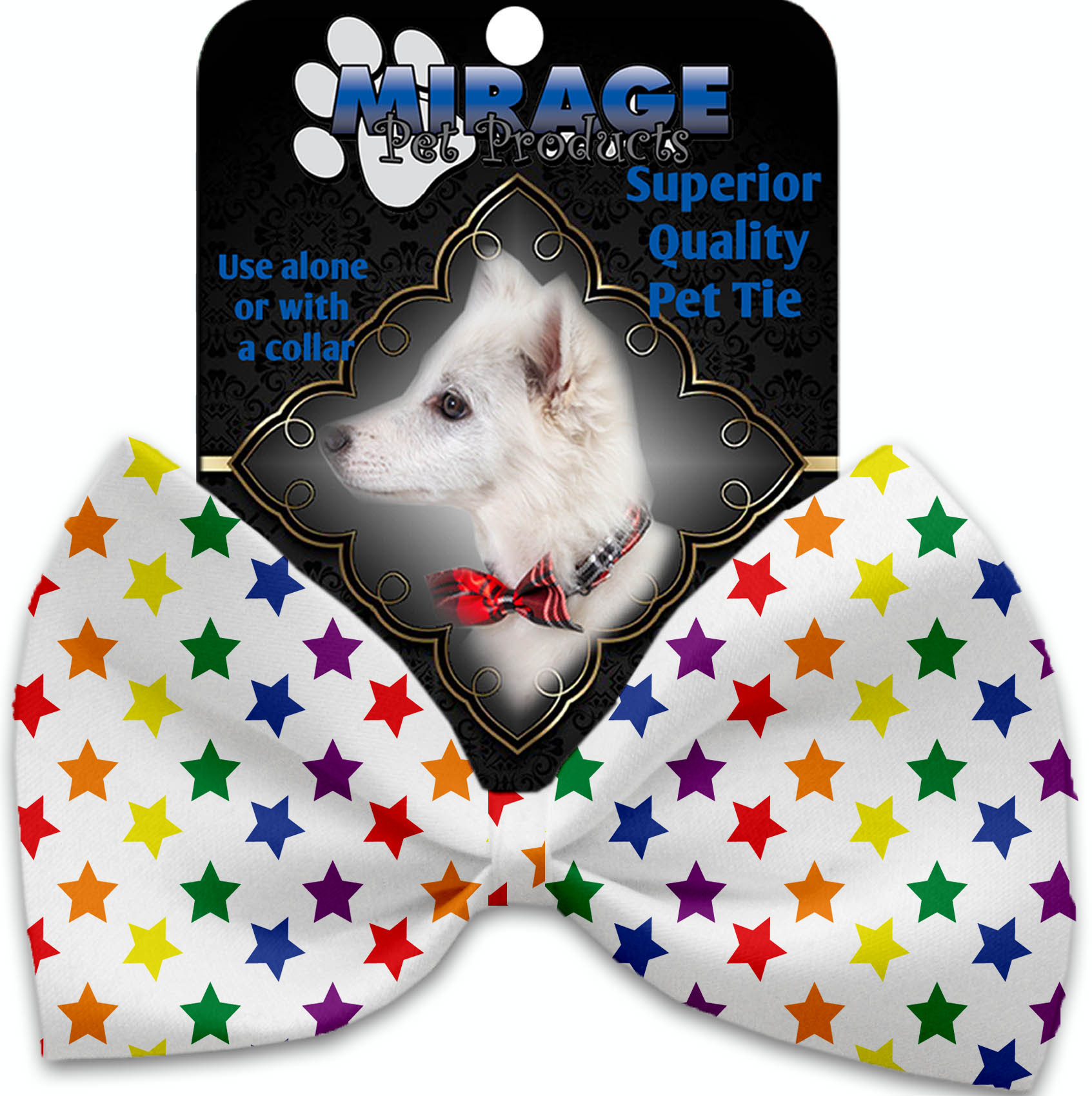 Rainbow Stars Pet Bow Tie Collar Accessory with Velcro