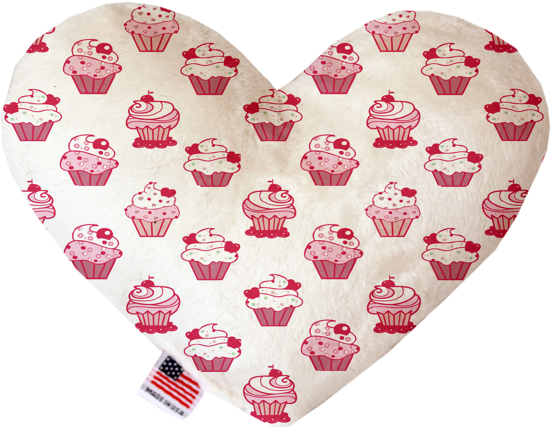 Pink Whimsy Cupcakes 6 inch Canvas Heart Dog Toy
