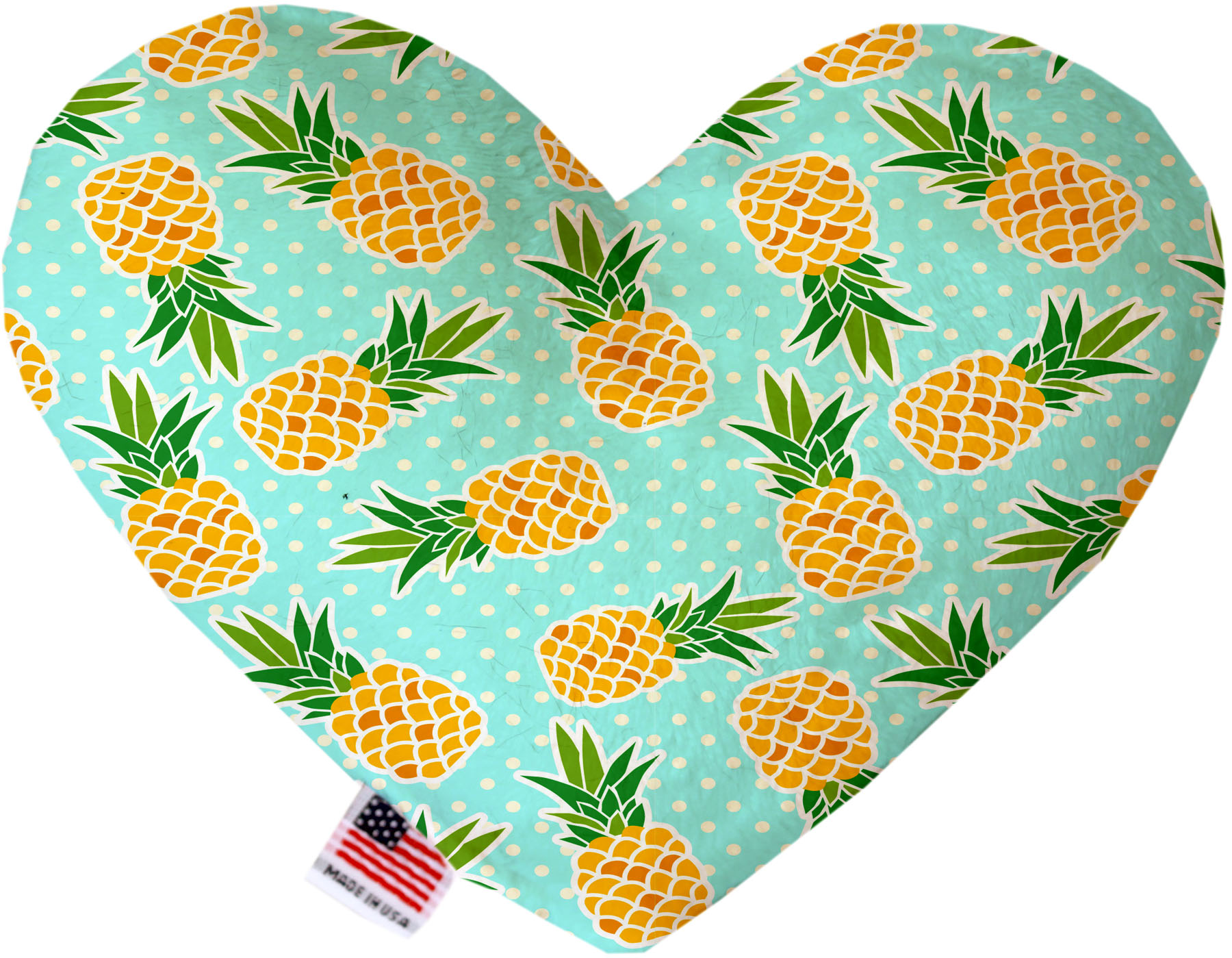 Pineapples and Polka Dots 8 inch Canvas Heart Dog Toy