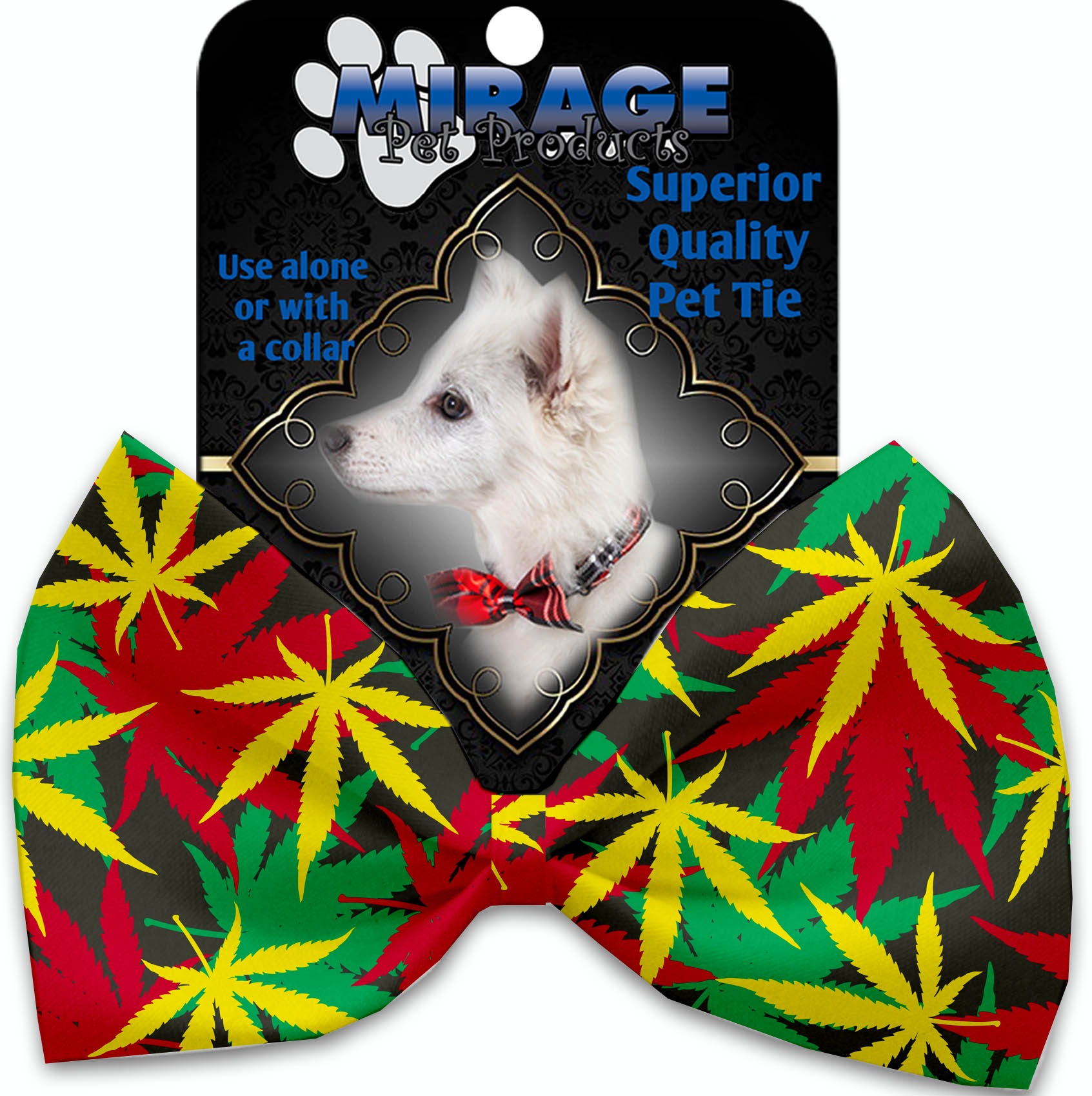 Rasta Mary Jane Pet Bow Tie Collar Accessory with Velcro