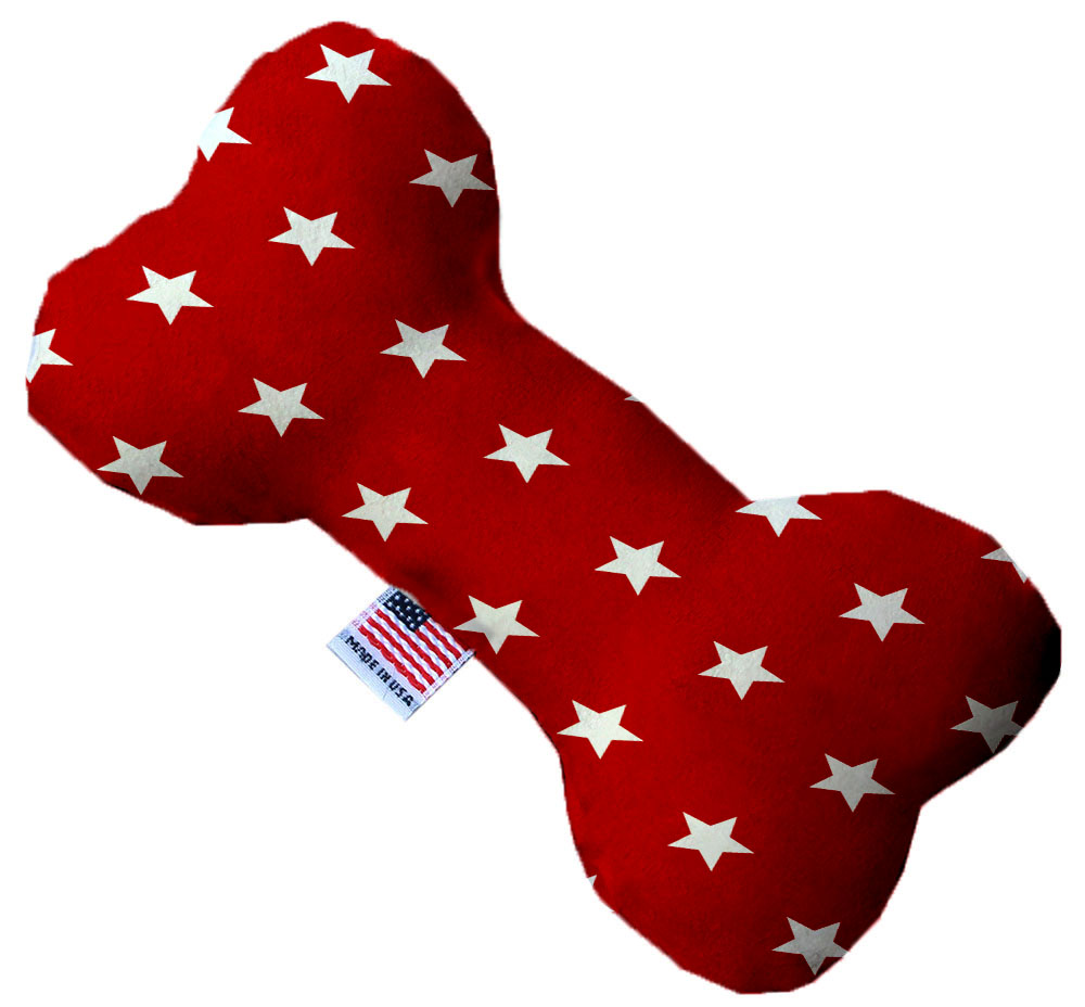 Red Stars 8 inch Canvas Bone Dog Toy