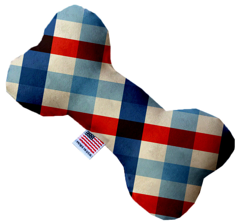 Patriotic Plaid 6 inch Bone Dog Toy