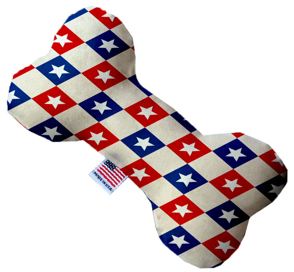 Patriotic Checkered Stars 6 inch Canvas Bone Dog Toy