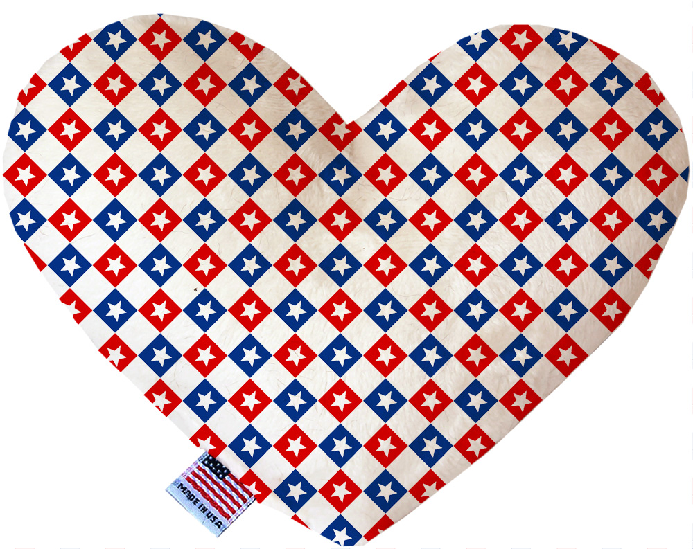 Patriotic Checkered Stars 6 inch Canvas Heart Dog Toy