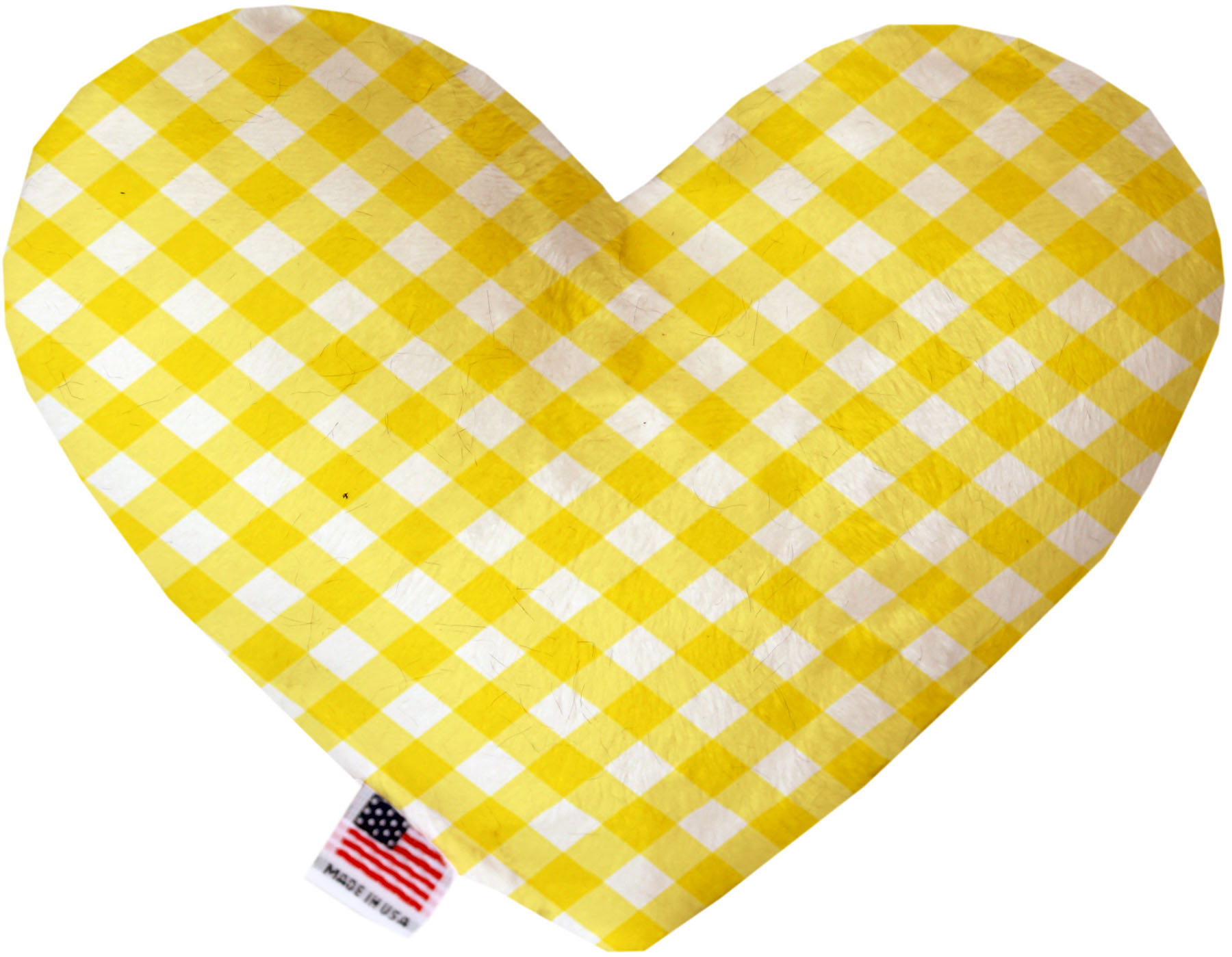 Yellow Plaid 8 inch Canvas Heart Dog Toy