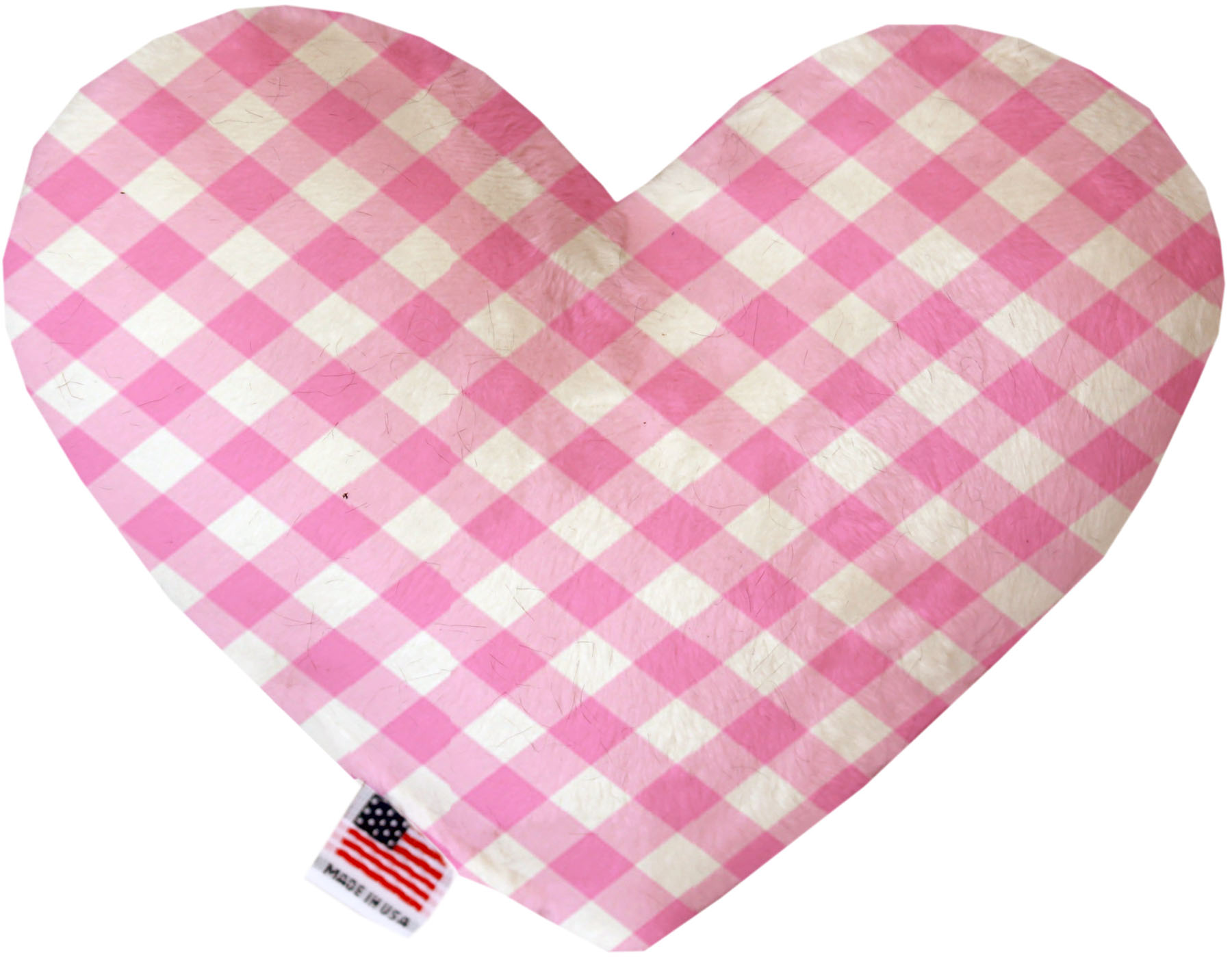 Baby Pink Plaid 6 inch Heart Dog Toy
