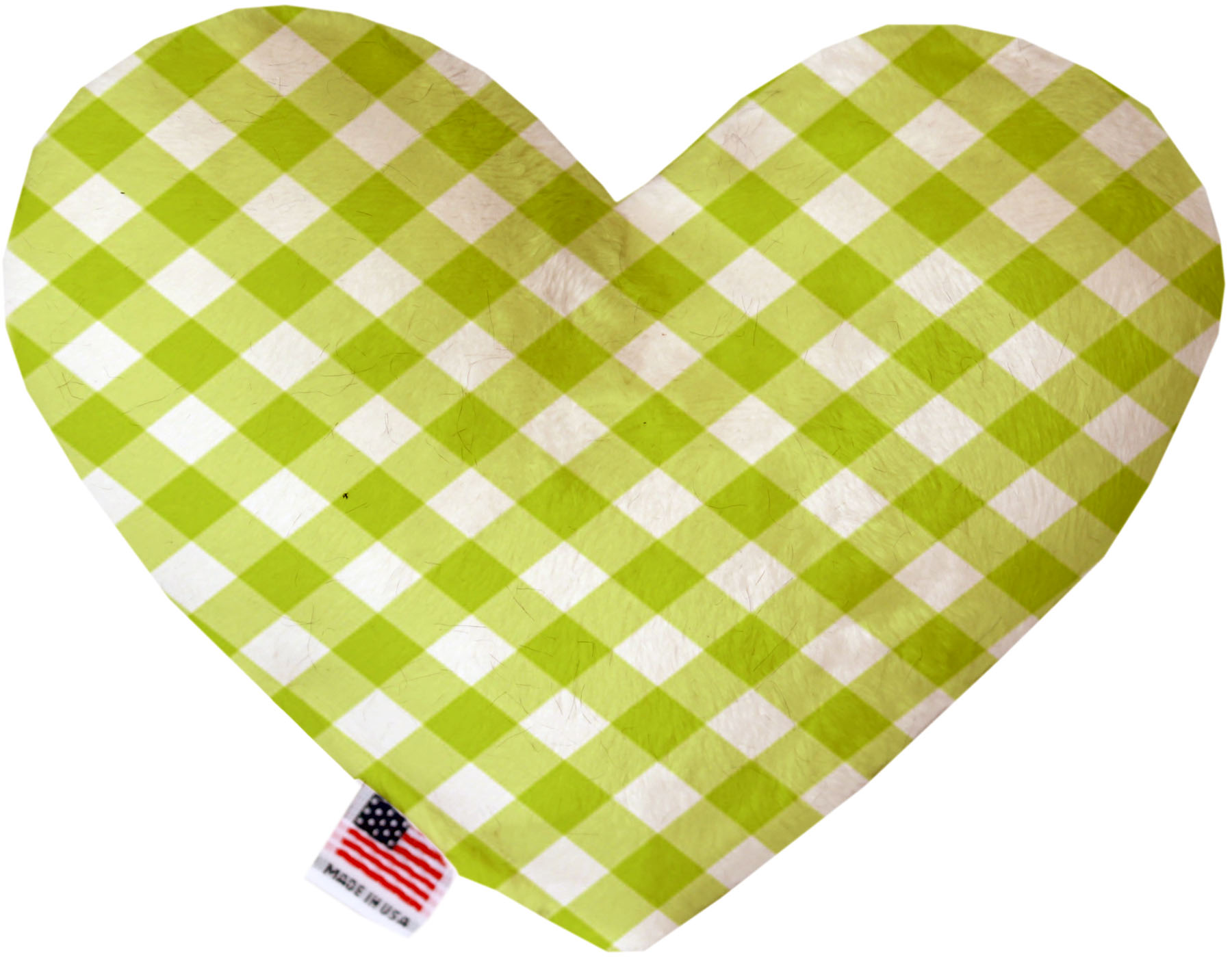 Lime Green Plaid 6 inch Heart Dog Toy