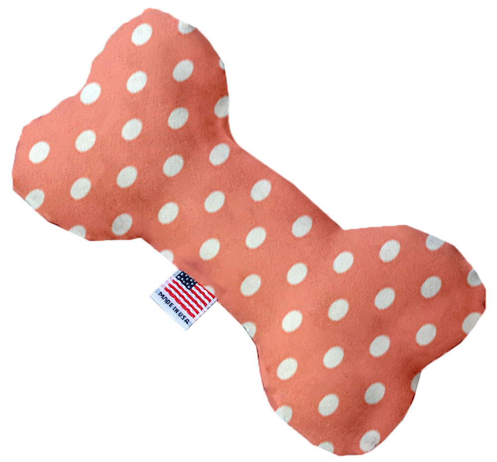 Peach Polka Dots 8 inch Bone Dog Toy