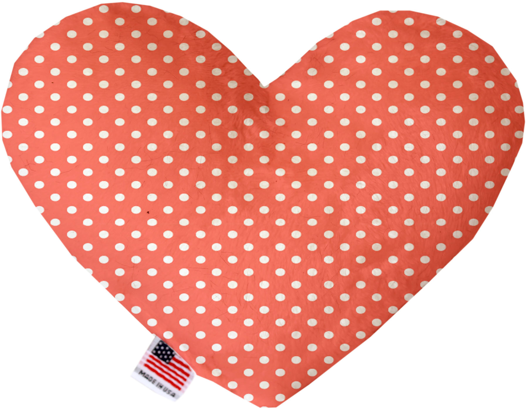 Peach Polka Dots 6 inch Canvas Heart Dog Toy