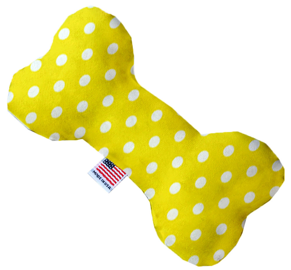 Yellow Polka Dots 6 inch Bone Dog Toy