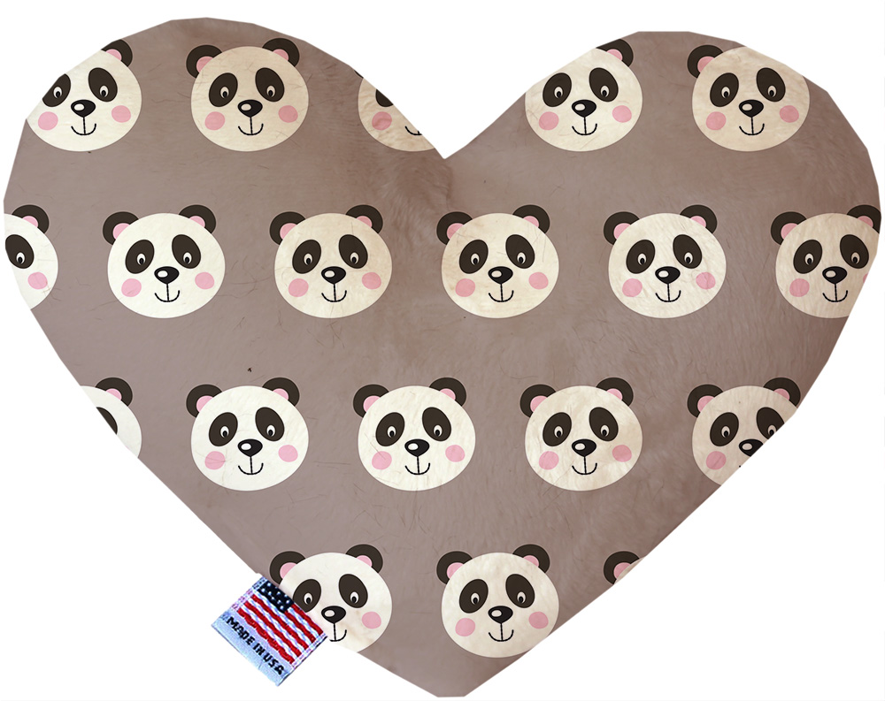 Grey Pandas 6 inch Canvas Heart Dog Toy