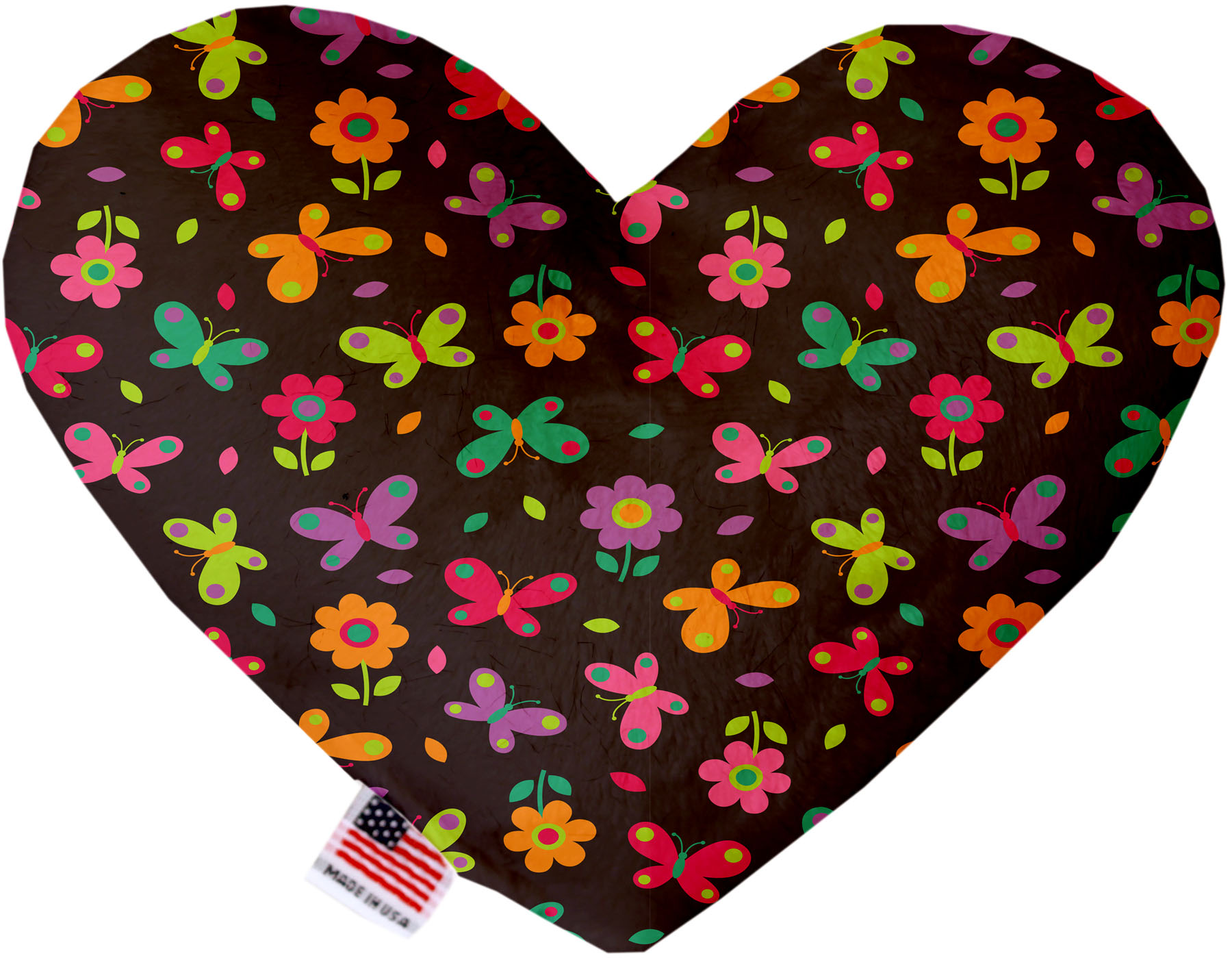 Butterflies in Brown 6 inch Canvas Heart Dog Toy