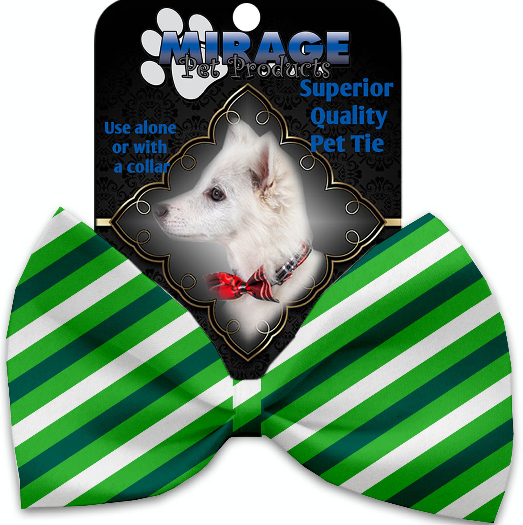 St Patrick's Stripes Pet Bow Tie Collar Accessory with Velcro