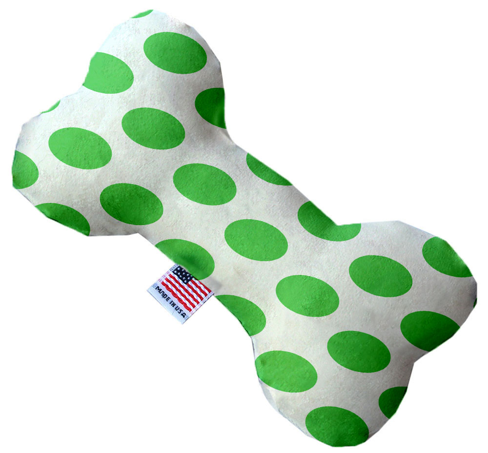 White and Green Dotted 10 inch Bone Dog Toy