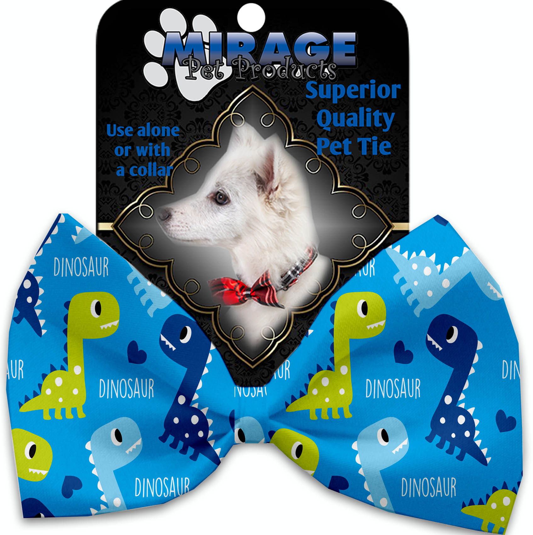 Blue Dinosaurs Pet Bow Tie Collar Accessory with Velcro
