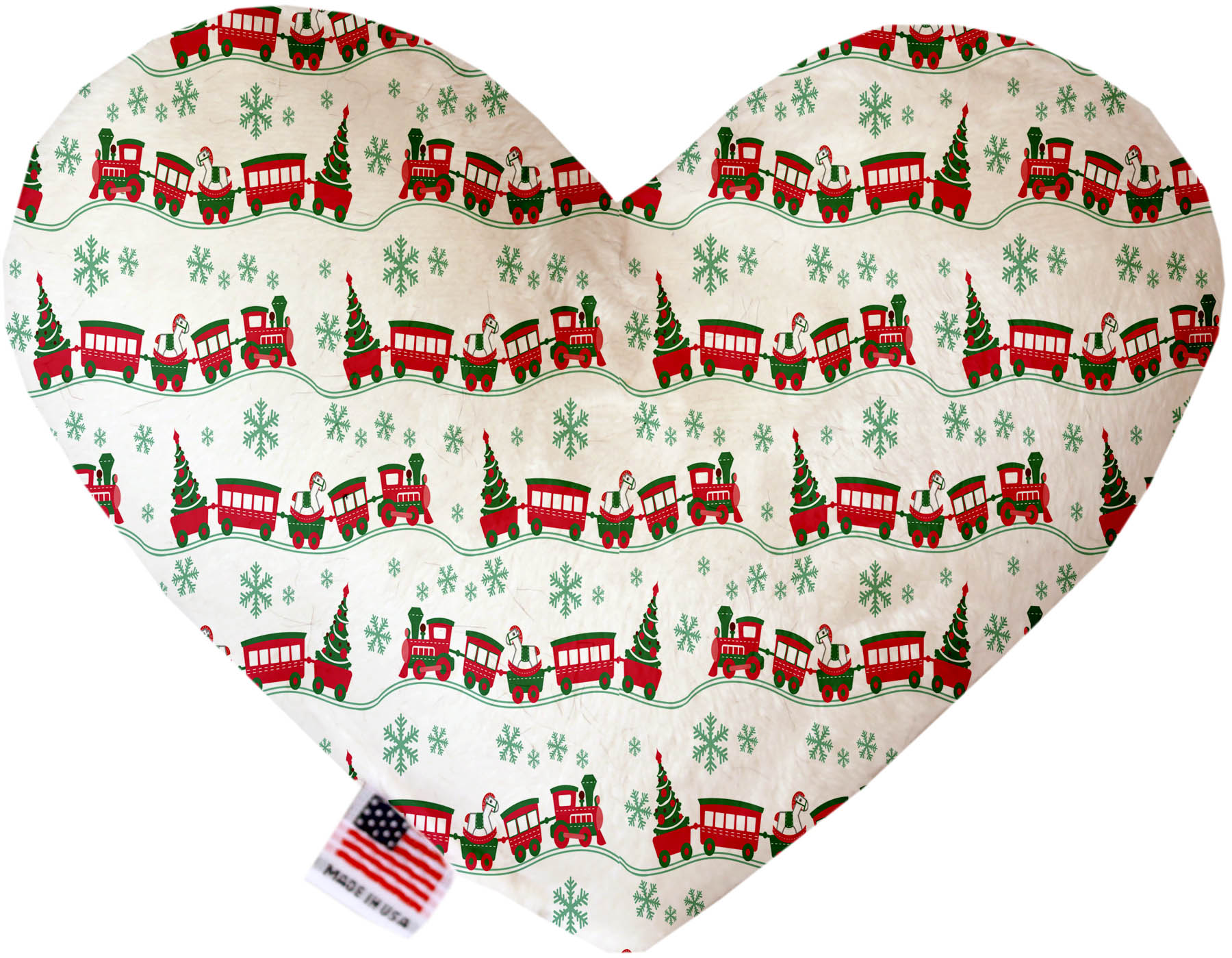 Christmas Trains 6 Inch Heart Dog Toy