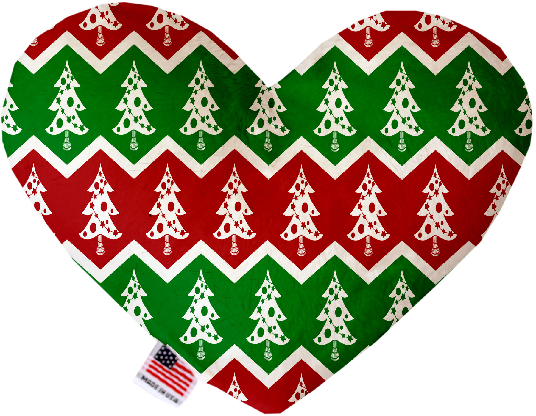 Chevron Christmas Trees 8 Inch Heart Dog Toy