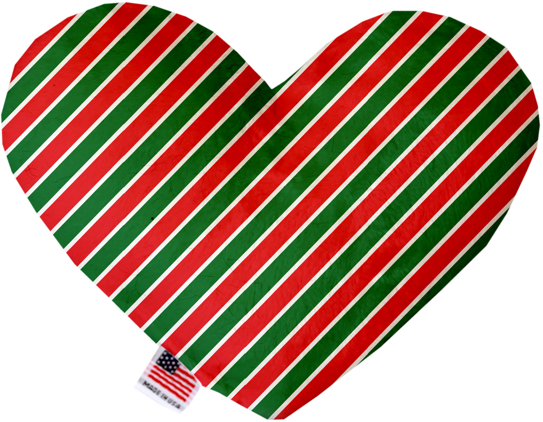Christmas Stripes 8 Inch Heart Dog Toy