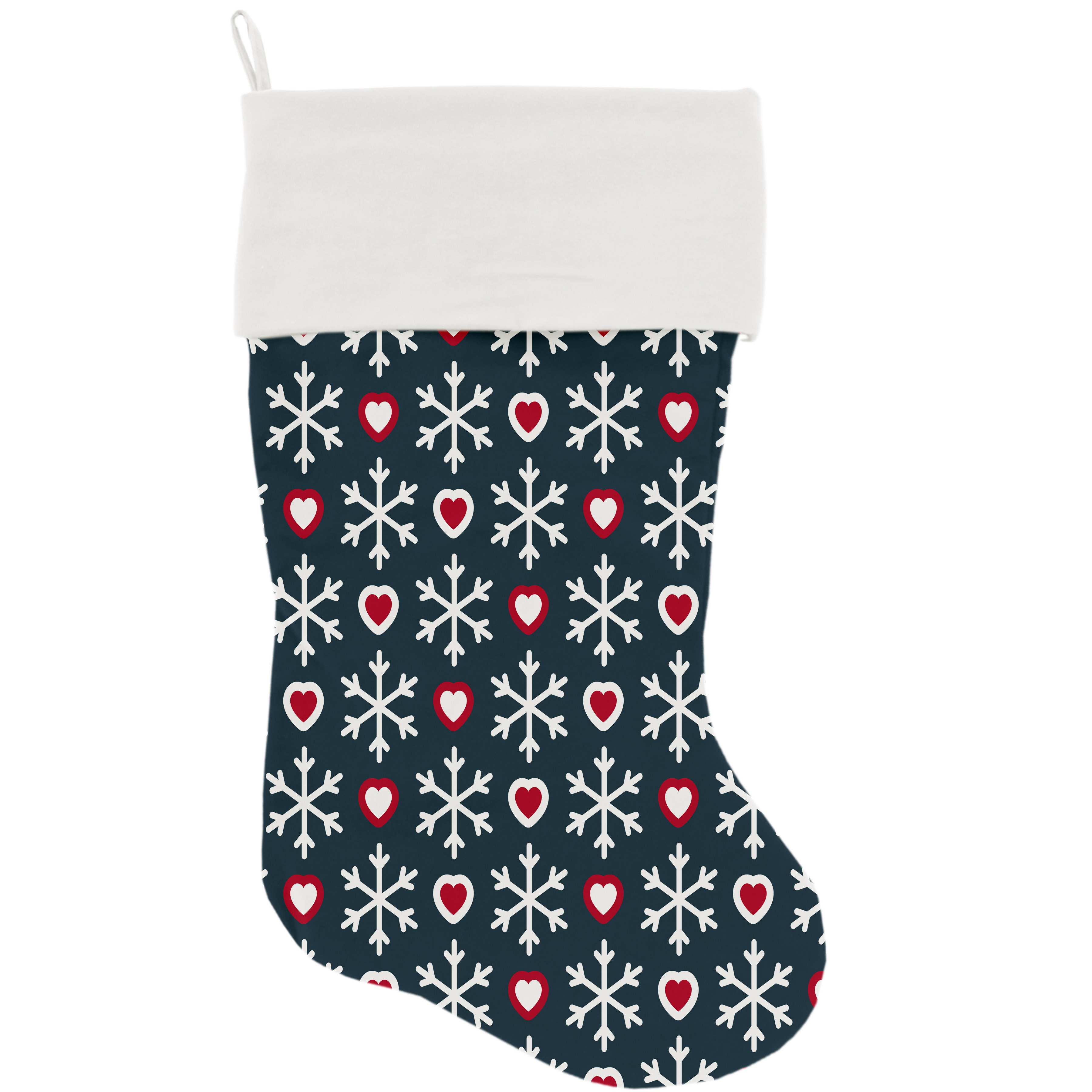 Snowflakes and Hearts Christmas Stocking