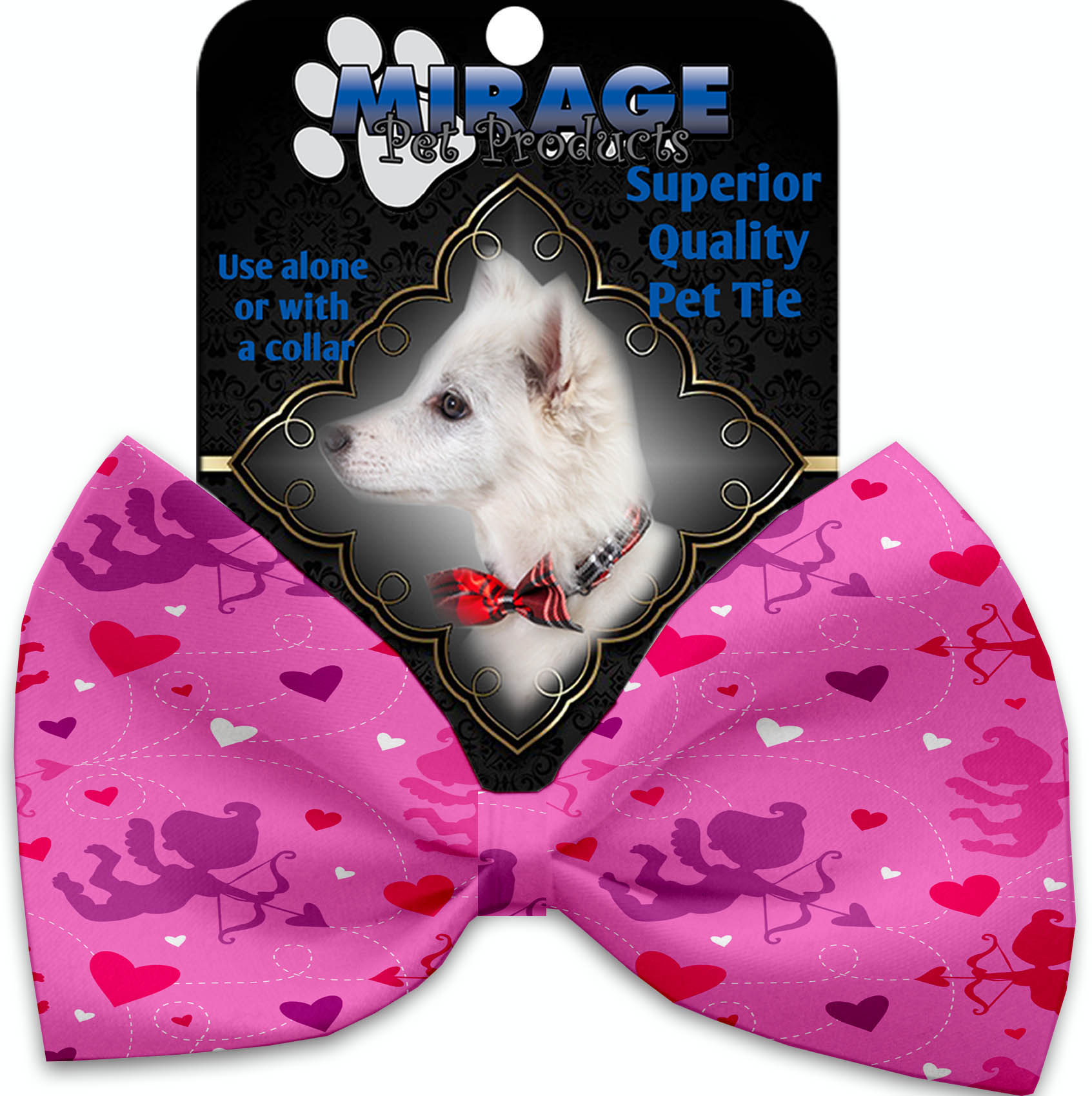 Cupid Hearts Pet Bow Tie Collar Accessory with Velcro