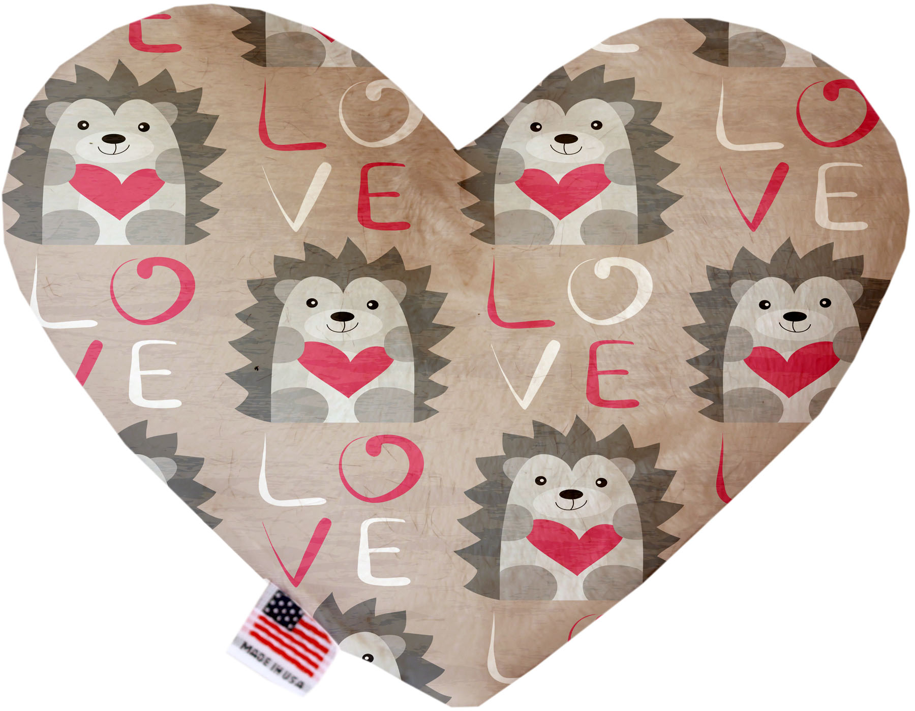 Hedgehog Love 6 inch Canvas Heart Dog Toy