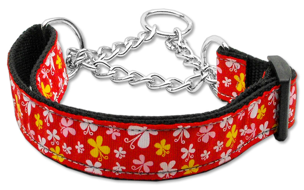 Butterfly Nylon Ribbon Collar Martingale Red Large