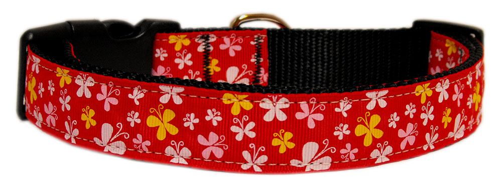 Butterfly Nylon Ribbon Collar Red Large