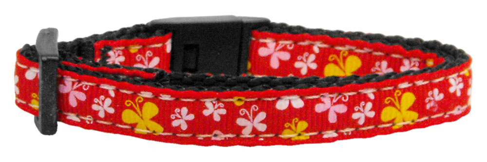 Butterfly Nylon Ribbon Collar Red Cat Safety