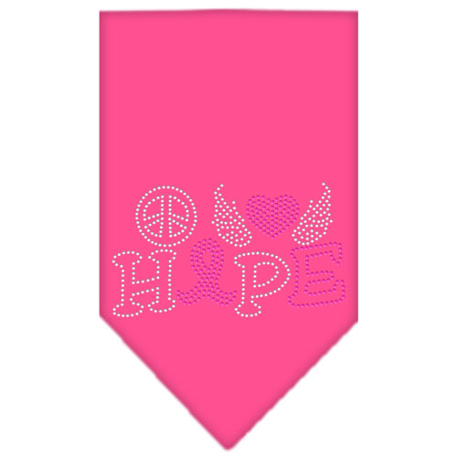 Peace Love Hope Breast Cancer Rhinestone Pet Bandana Bright Pink Size Large