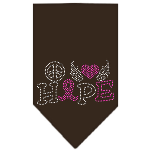 Peace Love Hope Breast Cancer Rhinestone Pet Bandana Cocoa Size Large