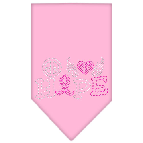 Peace Love Hope Breast Cancer Rhinestone Pet Bandana Light Pink Size Large