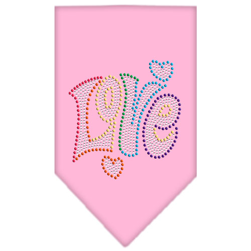 Technicolor Love Rhinestone Pet Bandana Light Pink Size Large