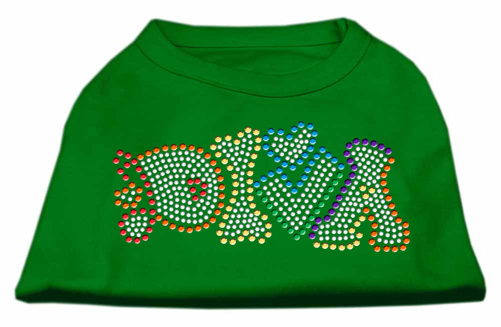 Technicolor Diva Rhinestone Pet Shirt Emerald Green XS