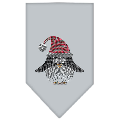Santa Penguin Rhinestone Bandana Grey Large