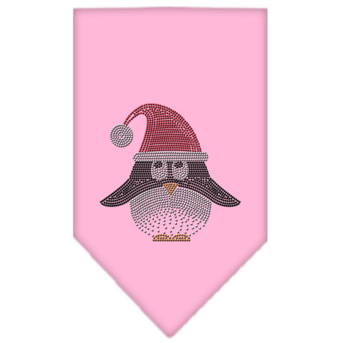 Santa Penguin Rhinestone Bandana Light Pink Small