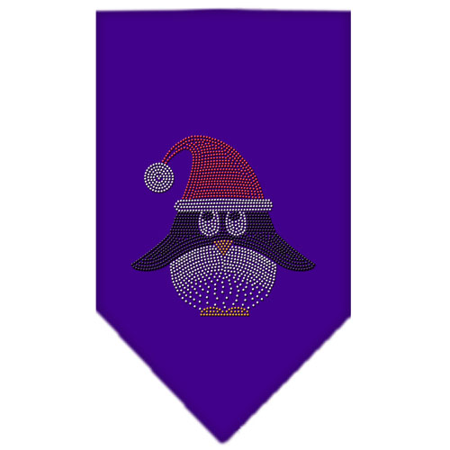 Santa Penguin Rhinestone Bandana Purple Small