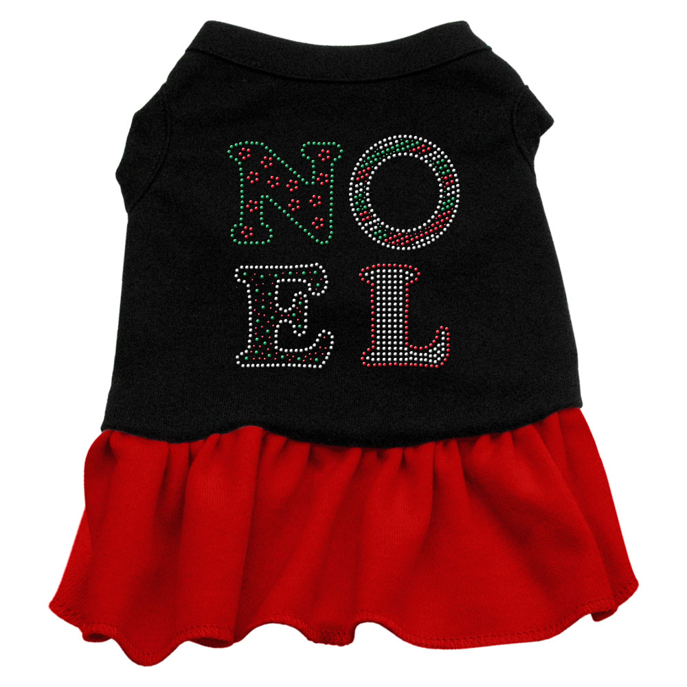 Noel Rhinestone Dress Black with Red Lg