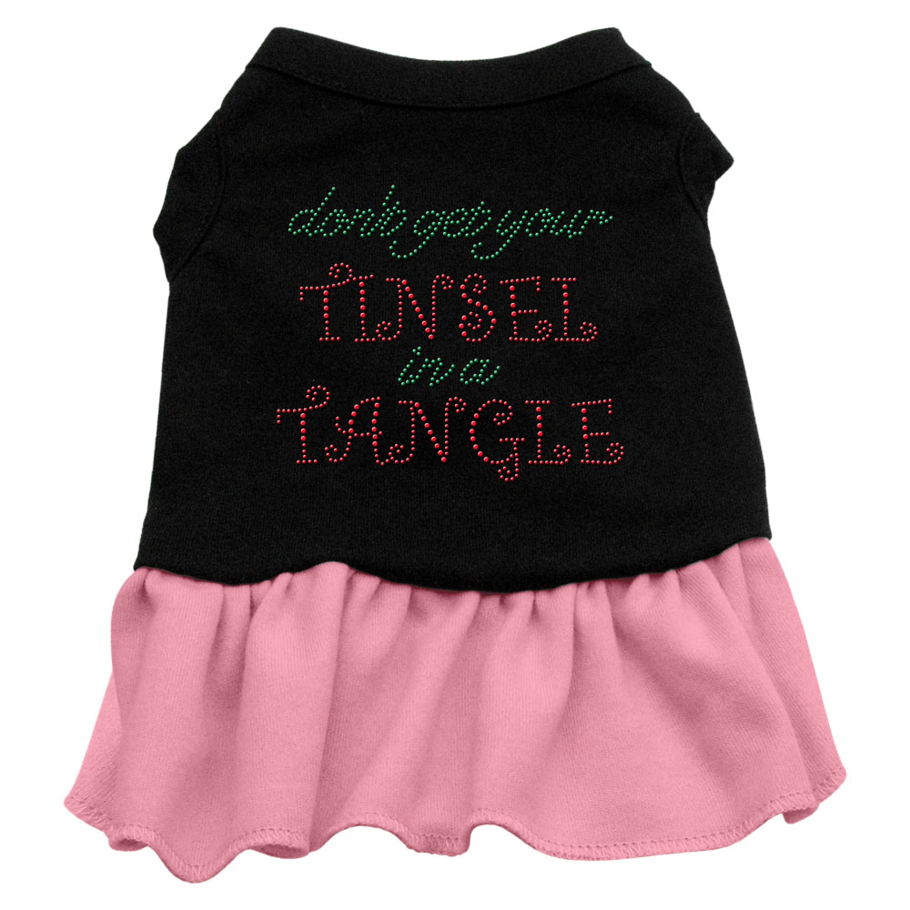 Tinsel in a Tangle Rhinestone Dress Black with Pink Sm
