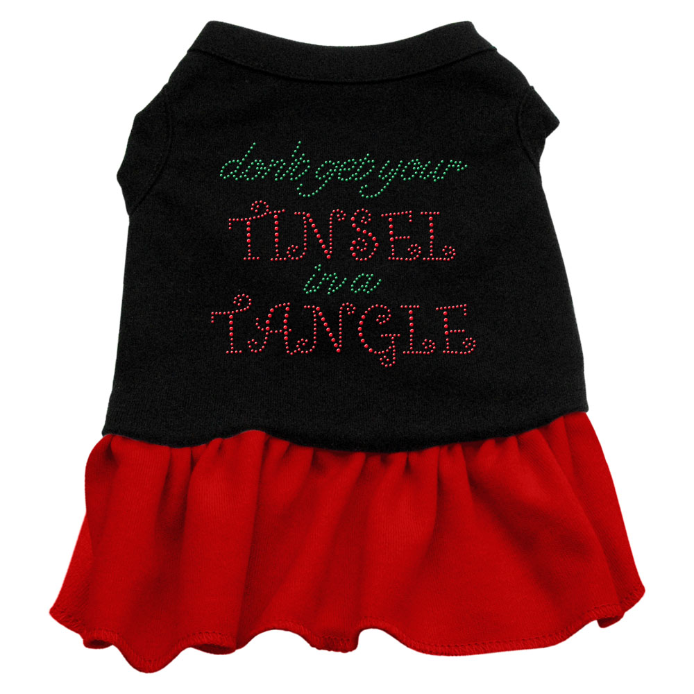 Tinsel in a Tangle Rhinestone Dress Black with Red XXL