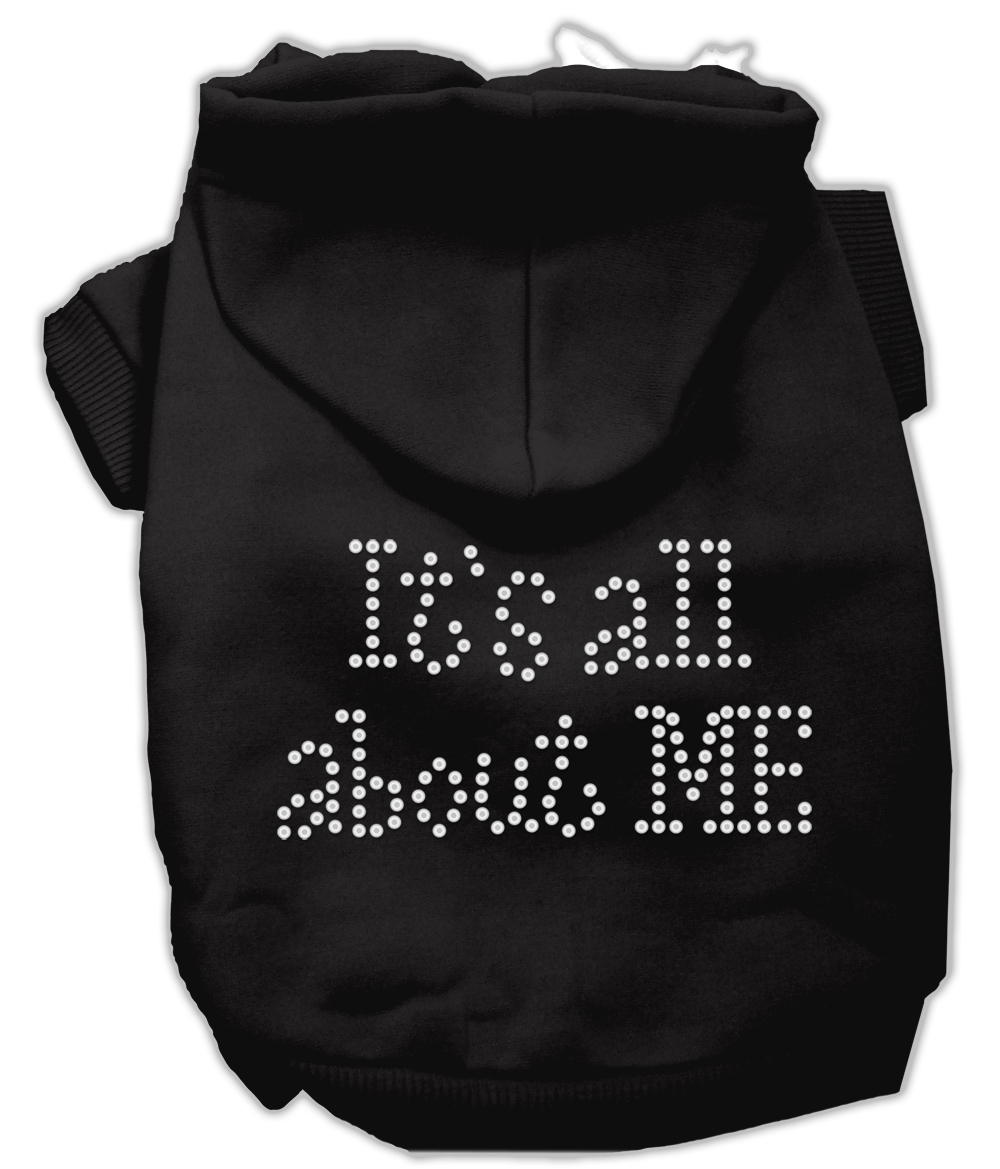 It's All About Me Rhinestone Hoodies Black S